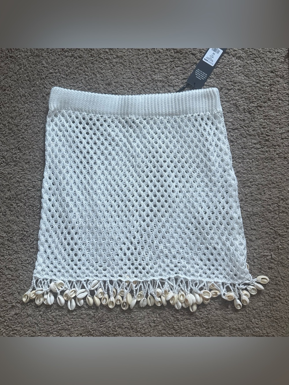 Women’s White Crochet Shell-Trim Skirt